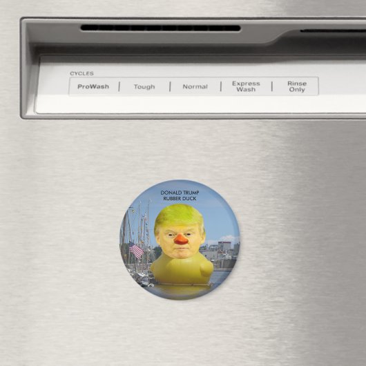 Donald Trump Rubber Yellow Duck Round Magnet (Insitu (Vaatwasser))