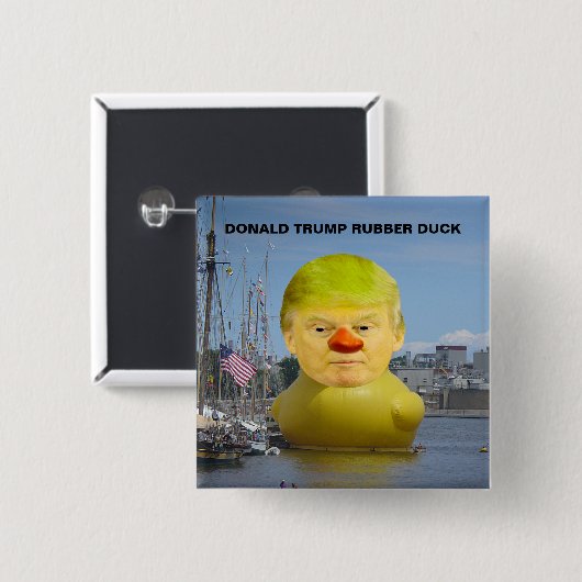 Donald Trump Rubber Yellow Duck Square Button (Voorkant /achterkant)