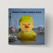 Donald Trump Rubber Yellow Duck Square Button (Voorkant)