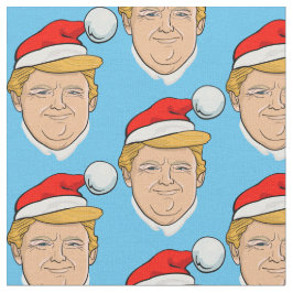Donald Trump Santa Claus kerstblauw patroon Stof