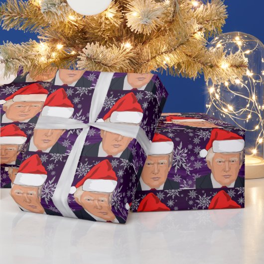 DONALD TRUMP SANTA HAT Wrapping Paper Cadeaupapier (Feestdagen)