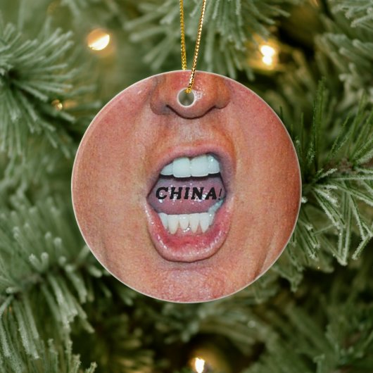 Donald Trump schreeuwt "China" Keramisch Ornament (Boom)