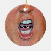 Donald Trump schreeuwt "China" Keramisch Ornament (Voorkant)