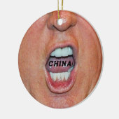 Donald Trump schreeuwt "China" Keramisch Ornament (Links)
