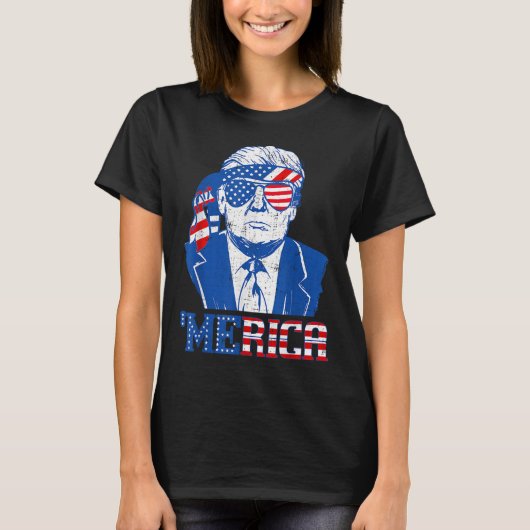 Donald Trump Shirt Merica Trump Sungl Amerikaanse (Voorkant)