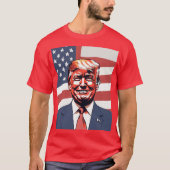 Donald Trump Sketch met subtiele glimlach en Ameri T-shirt (Voorkant)