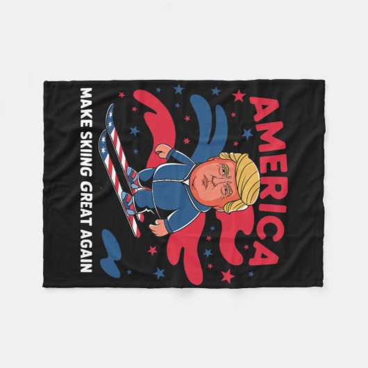 Donald Trump Skiing America - Maak skiën geweldig  Fleece Deken (Voorkant (Horizontaal))