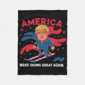 Donald Trump Skiing America - Maak skiën geweldig  Fleece Deken (Voorkant)