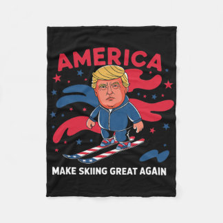 Donald Trump Skiing America - Maak skiën geweldig  Fleece Deken