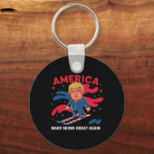 Donald Trump Skiing America - Maak skiën geweldig  Sleutelhanger (Voorkant)