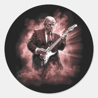 Donald Trump speelt elektrische rockgitaar Ronde Sticker