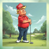 Donald Trump speelt golf Raamsticker (Vel 3)