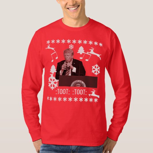 Donald Trump speelt met xmas flesje lelijk shirt (Voorkant)