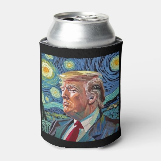 Donald Trump Sterrennacht Van Gogh Kunststijl 2024 Blikjeskoeler (Blikje Voorkant)