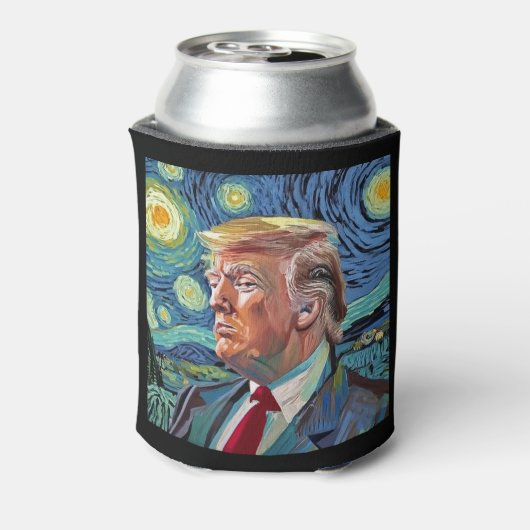 Donald Trump Sterrennacht Van Gogh Kunststijl 2024 Blikjeskoeler (Blikje Achterkant)