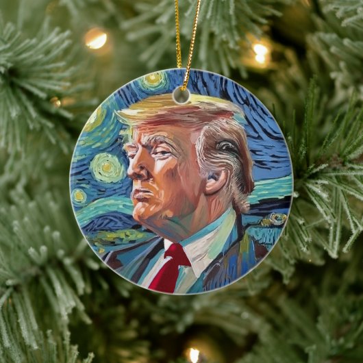 Donald Trump Sterrennacht Van Gogh Kunststijl 2024 Keramisch Ornament (Boom)