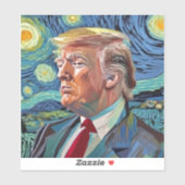 Donald Trump Sterrennacht Van Gogh Kunststijl 2024 Sticker (Vel)