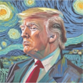 Donald Trump Sterrennacht Van Gogh Kunststijl 2024 Sticker (Voorkant)