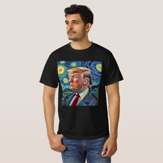Donald Trump Sterrennacht Van Gogh Kunststijl 2024 T-shirt (Voorkant volledig)