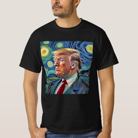 Donald Trump Sterrennacht Van Gogh Kunststijl 2024 T-shirt (Voorkant)