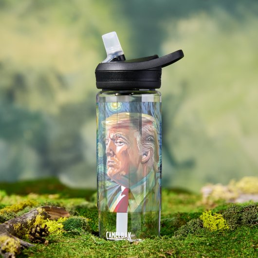 Donald Trump Sterrennacht Van Gogh Kunststijl 2024 Waterfles (Buiten)