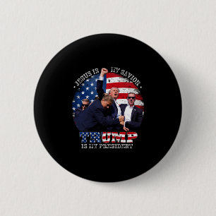 Donald Trump Strijd Jezus Is Mijn Heiland Trump Is Ronde Button 5,7 Cm