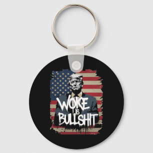 Donald Trump Supporter T-shirt Woke Is Bull Patrio Sleutelhanger