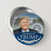 Donald Trump the 45th President Photo White House Ronde Button 7,6 Cm (Voorkant /achterkant)