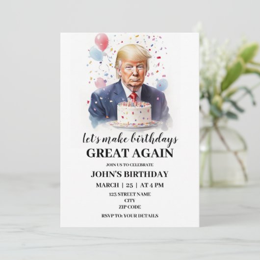 Donald Trump Thema Verjaardag uitnodiging (Staand voorkant)