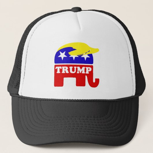 Donald Trump Toupee Republikein Elephant Trucker Pet (Voorkant)