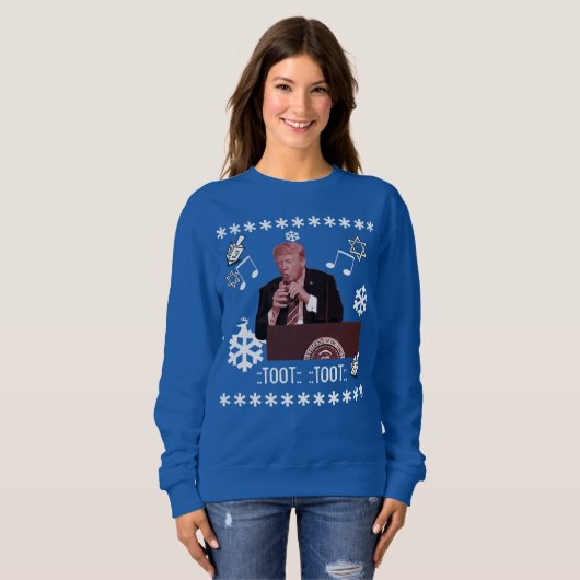 Donald Trump Ugly Hanukkah Fles sweater (Voorkant volledig)