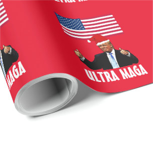 DONALD TRUMP ULTRA MAGA KERSTINPAKPAPIER CADEAUPAPIER