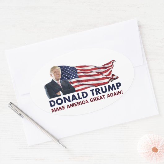 Donald Trump US Flag Ovale Sticker (Envelop)