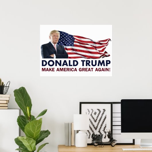 Donald Trump US Flag Poster (Thuiskantoor)
