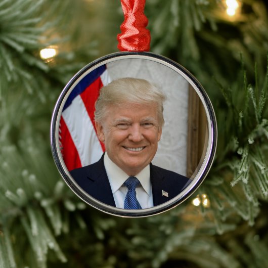 Donald Trump US President Witte Huis MAGA 2024 Metalen Ornament (Boom)