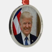 Donald Trump US President Witte Huis MAGA 2024 Metalen Ornament (Rechts)