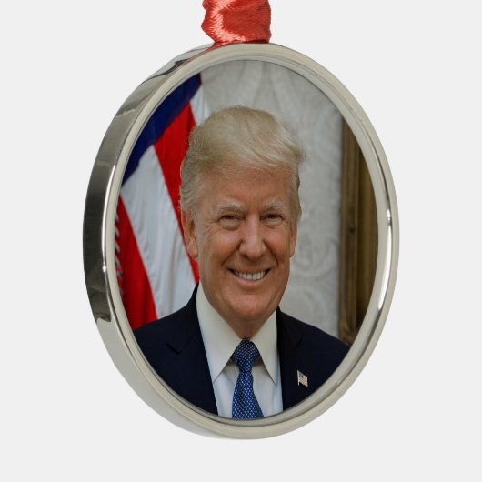 Donald Trump US President Witte Huis MAGA 2024 Metalen Ornament (Rechts)