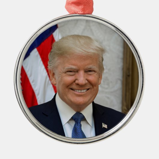 Donald Trump US President Witte Huis MAGA 2024 Metalen Ornament (Voorkant)