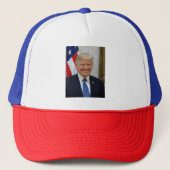 Donald Trump US President Witte Huis MAGA 2024 Trucker Pet (Voorkant)