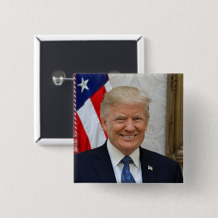 Donald Trump US President Witte Huis MAGA 2024 Vierkante Button 5,1 Cm