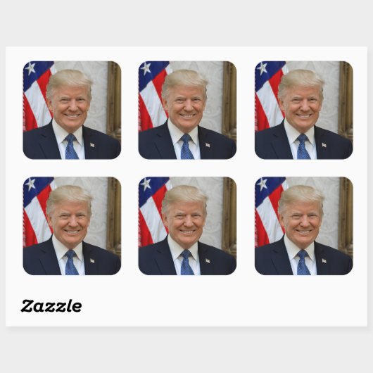 Donald Trump US President Witte Huis MAGA 2024 Vierkante Sticker (Vel)