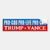 Donald Trump Vance 2024 Pro-God Pro-Life Pro-Pisto Bumpersticker (Voorkant)