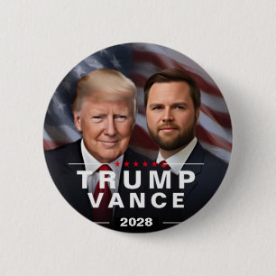 Donald Trump Vance 2028Verkiezingen Ronde Button 5,7 Cm