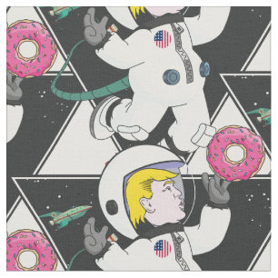 Donald Trump vangt donut. Ruimte. Grappig Stof