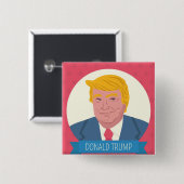 Donald Trump Vierkante Button 5,1 Cm (Voorkant /achterkant)
