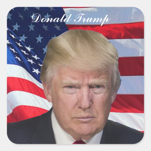 DONALD TRUMP VIERKANTE STICKER (Voorkant)