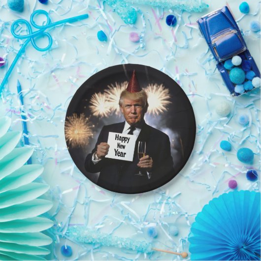 Donald Trump viert nieuwjaar in stijl Papieren Bordje (Feest)
