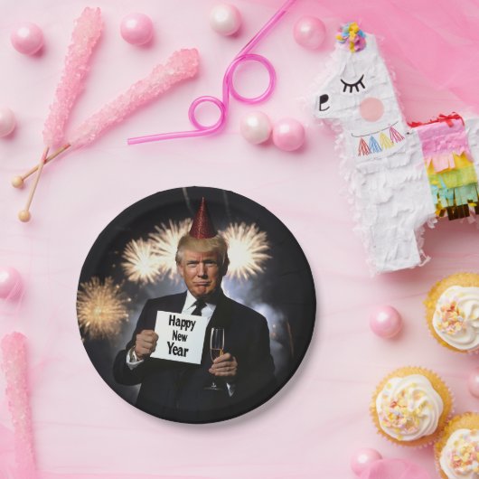Donald Trump viert nieuwjaar in stijl Papieren Bordje (Feest)