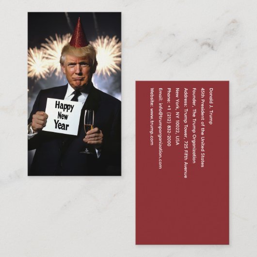 Donald Trump viert nieuwjaar in stijl Visitekaartje (Voorkant / Achterkant)