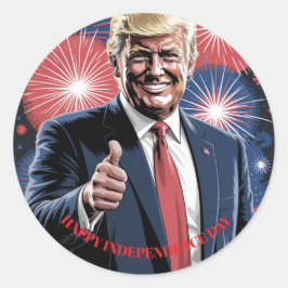 Donald Trump viert patriottisch vuurwerk Ronde Sticker
